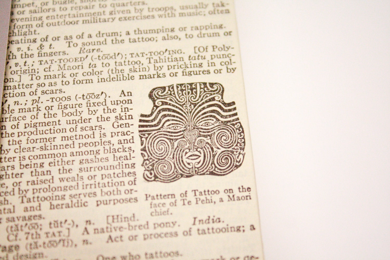 SALE PRICE 5x6" Hand Bound Book with Vintage Maori Tattoo Illustration