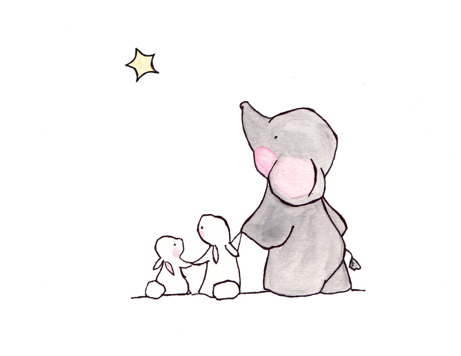 Twinkle Twinkle Little Star 8x10 archival print, elephant nursery, childrens art, kids room decor, kids wall art, child decor, baby art