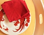 Holiday Cranberry Red Vintage Cloth Napkins - Set of Four