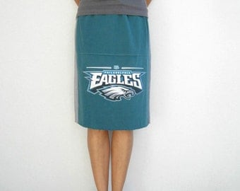 Philadelphia Eagles T Shirt Tee Skirt / Straight / Gray Blue Green Midnight Green / Women / Girls / Knee Length / Cotton / Soft / by ohzie