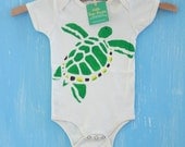 green sea turtle, organic hand painted onesie or little t-shirt, customizable