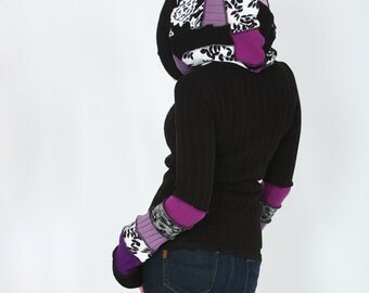 Purple Goth Jacket with Thumbholes - Reserved for Gloom Bunny - Unusual Gothic Hoodie