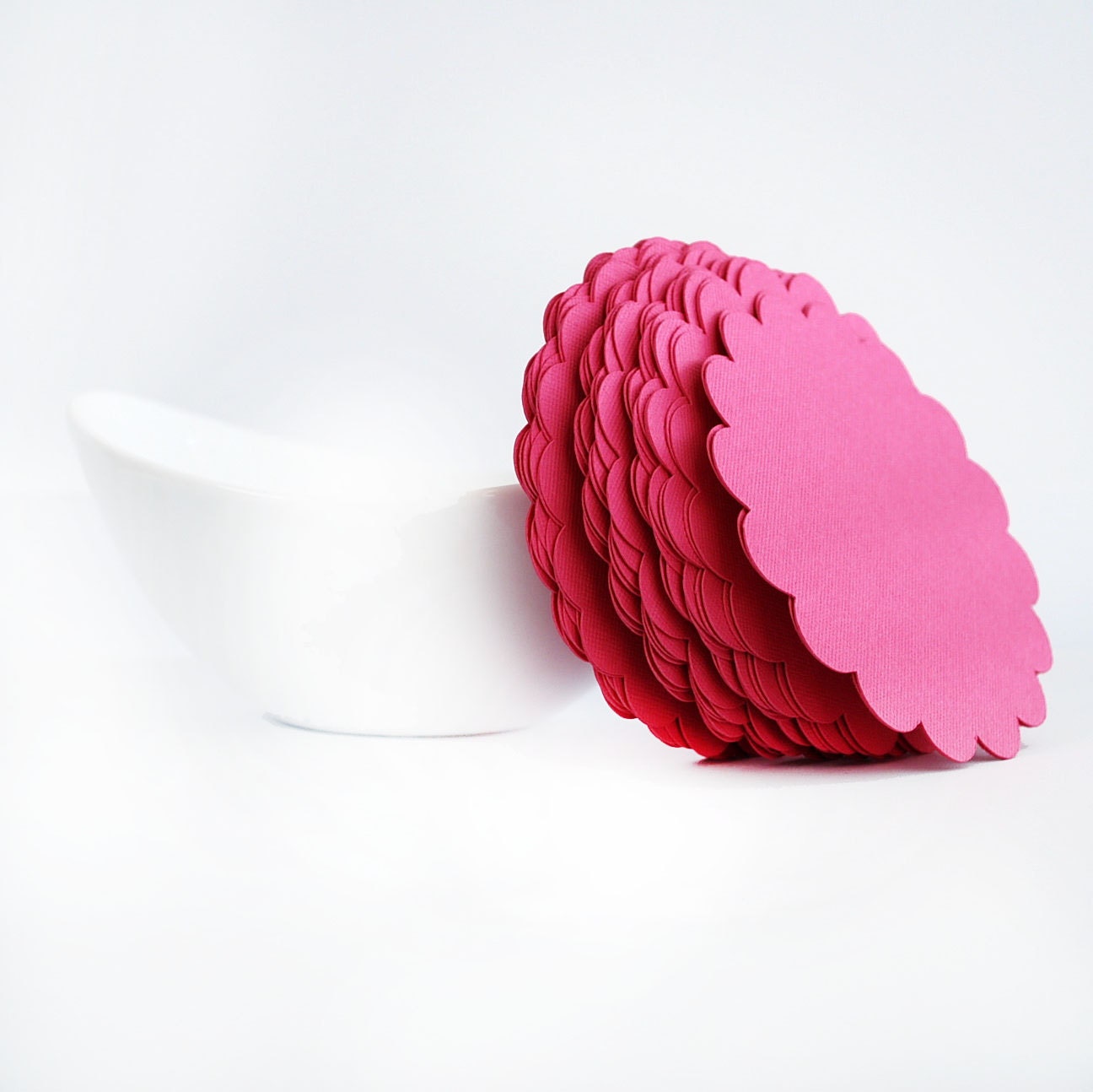 27 Hot pink Scalloped circles (3.5 Inches) Textured Cardstock A63 Il_570xn
