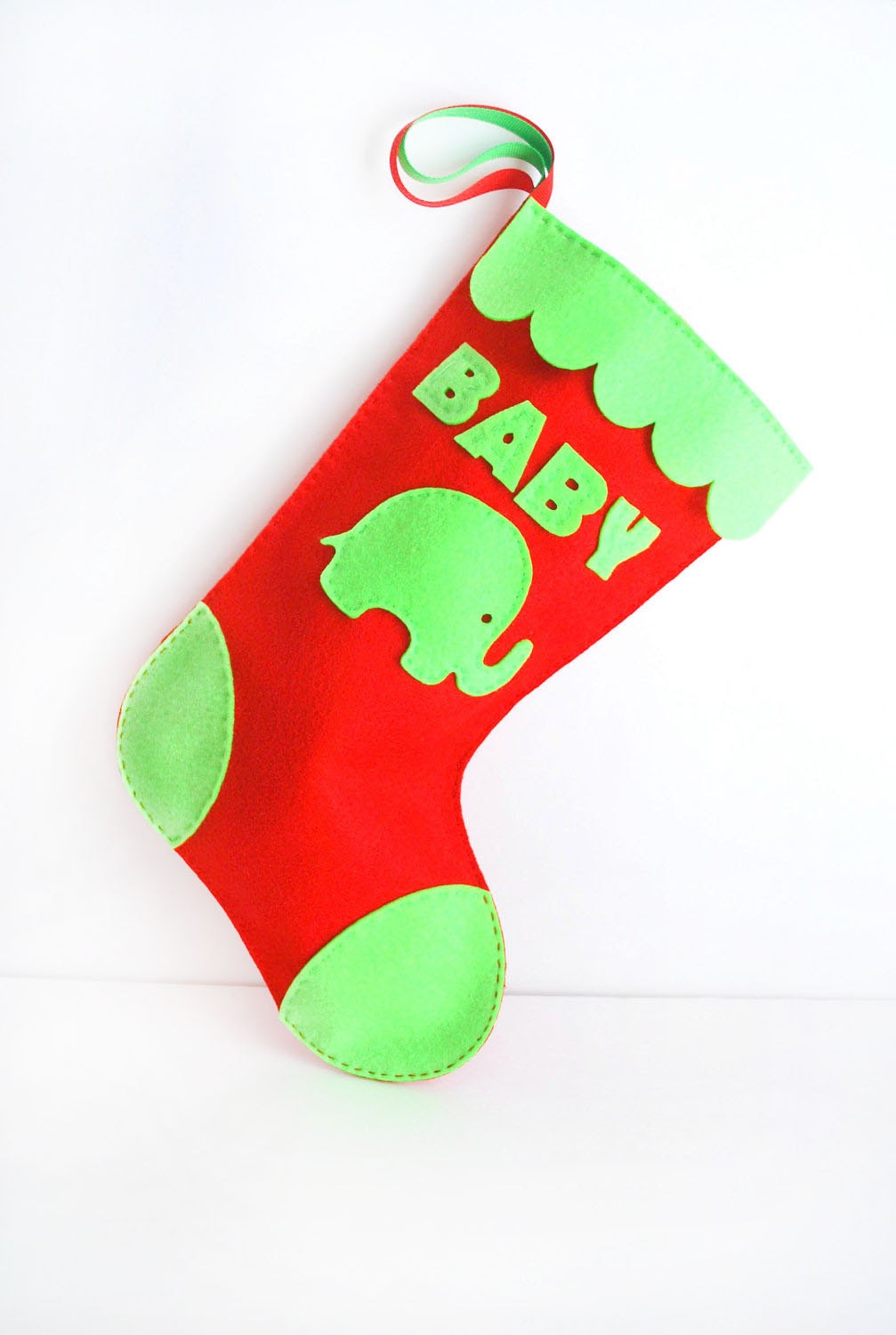 Christmas Stocking, Red Personalized Baby elephant First Christmas baby stocking A481 Il_570xn