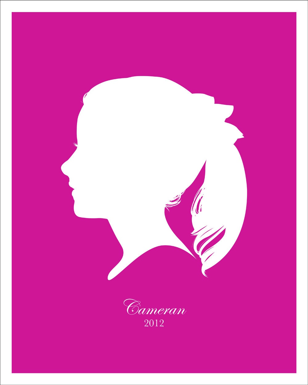 Children Custom Silhouette Portrait Modern Keepsake (8x10) for Boy or Girl Color Your Choice