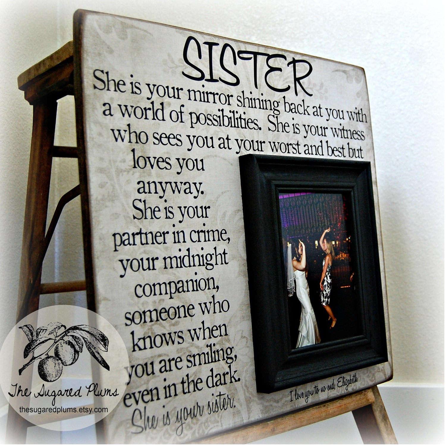 Sister Picture Frame, Bridesmaid, Best Friend, Maid of Honor, Personalized Picture Frame16x16 SHE Is YOUR MIRROR Wedding Gift
