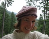 Womens Hand Knit Tam - Pink