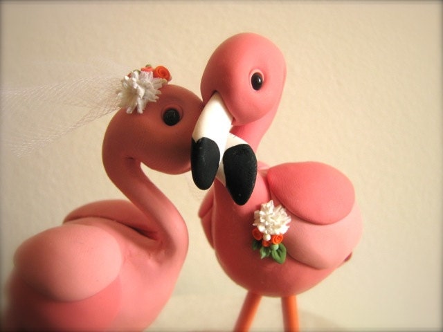 Flamingos custom wedding cake topper