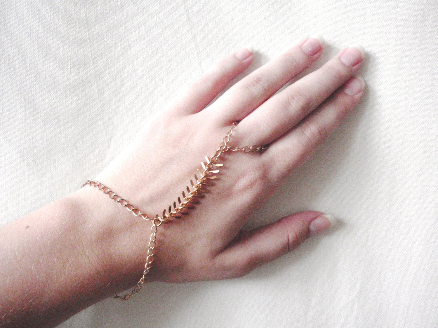 Fish Bone Hand Harness in Rose Gold - Festival wear