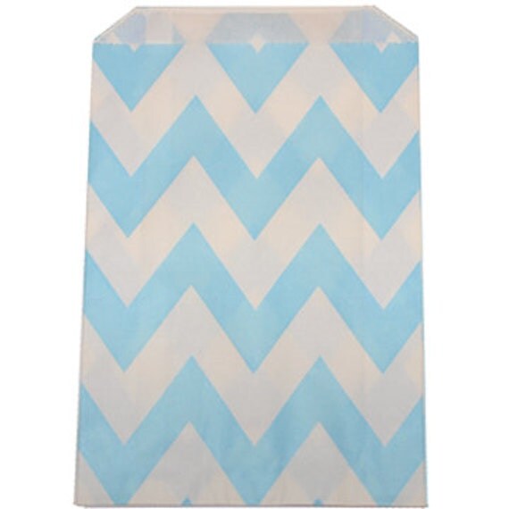 Chevron Light Blue Goodie Favor Treat Bags - Qty 12 Il_570xn