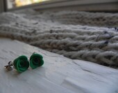 Emerald Green Rose Earrings