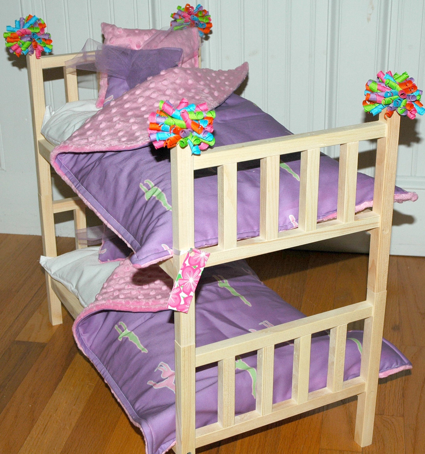 Doll Bunk Bed McKenna Bunk Bed with Gymnastics by GirlDollBeds