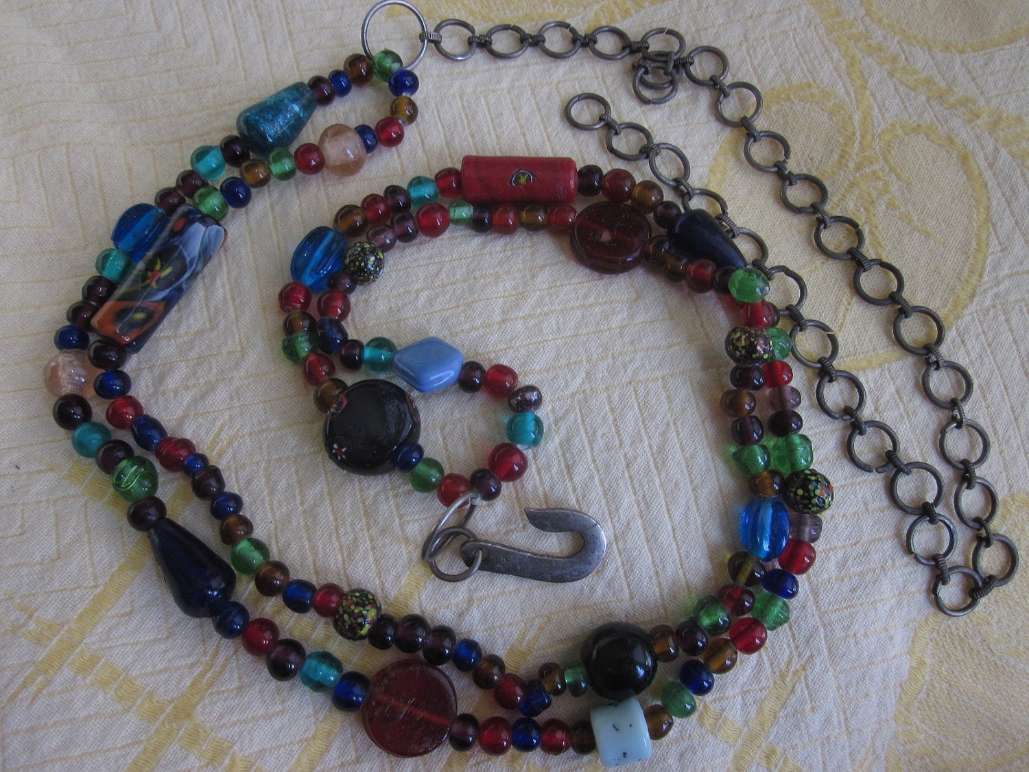 Vintage 1960s Art Glass Trade Bead Belt
