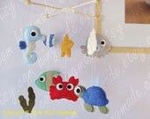 Baby Mobile- Sea Mobile - Crib Mobile - Under the Sea Mobile - Felt Animals Mobile - Go Fish Ocean (Custom color available)