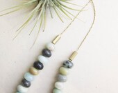 Tulum Necklace - OOAK Brown Adventurine with vintage raw brass beaded necklace