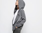 Grey women knitted hoodie top, woemn gray cardigan - AndyVeEirn