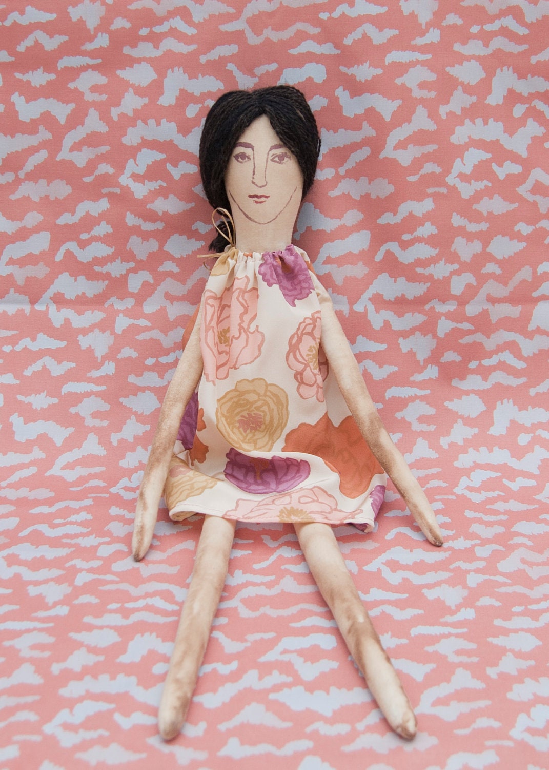 Rag Doll with Peony Print Dress