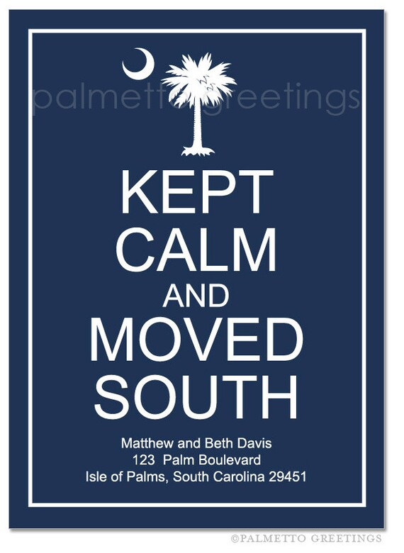 PRINTABLE - Kept Calm and Moved South, South Carolina New Address - Palmetto Tree with Crescent Moon