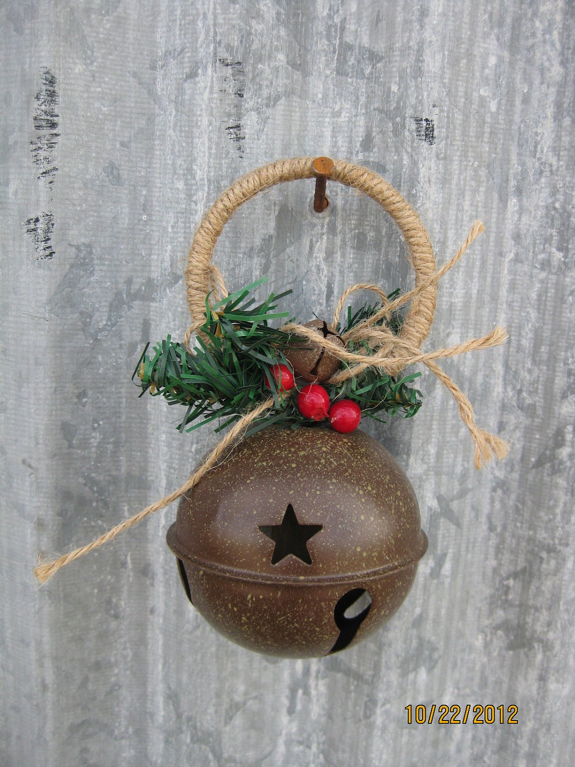 Large Metal Rustic Jingle Bell by cntrysisters on Etsy