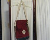 Reconstructed Recycled EcoFriendly Holiday Hand Bag Tote Nice Size Lots of Pockets