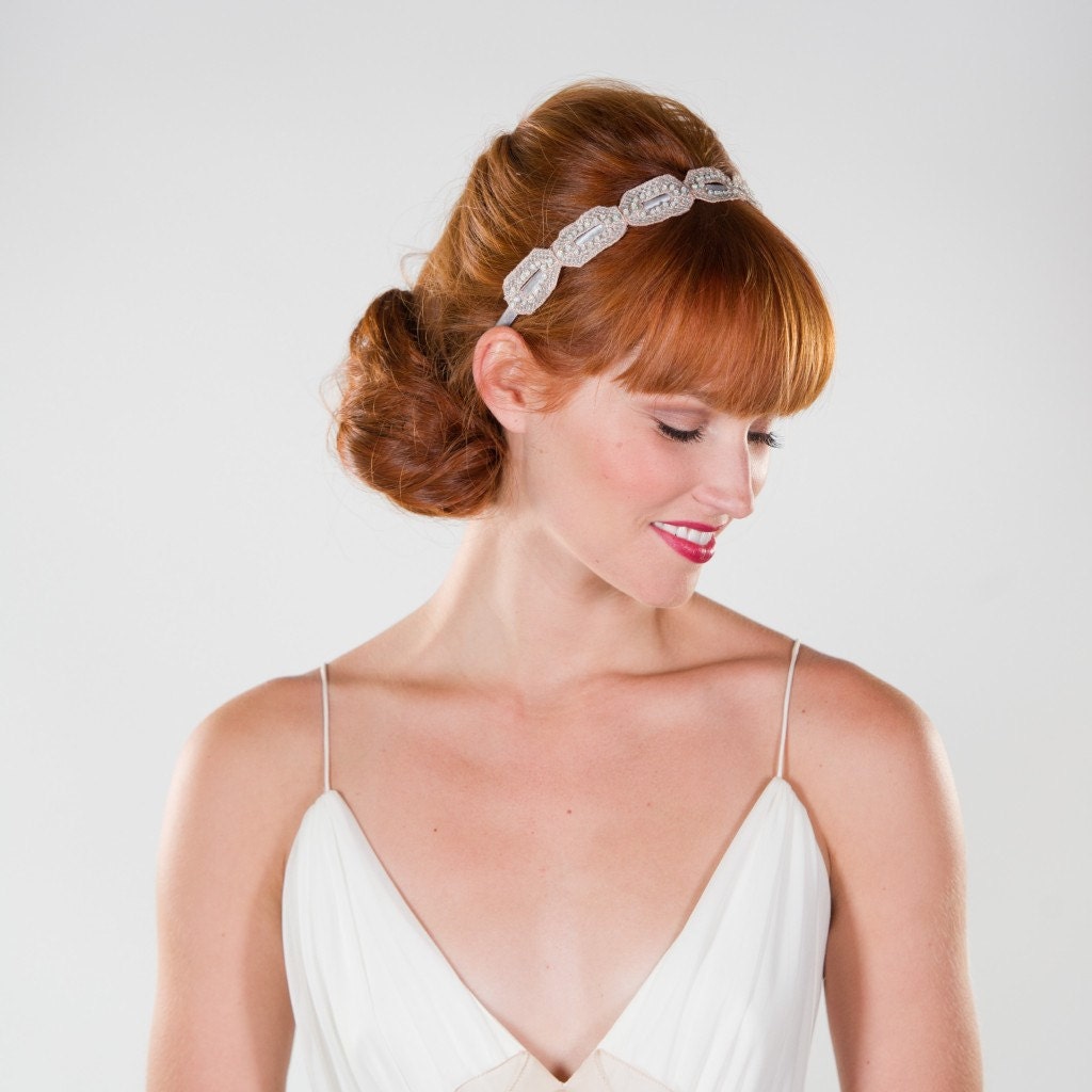 Simple Pink and Grey Beaded Applique Headband