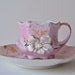 Vintage Demitasse Cup and Saucer Pink with Gold Trim