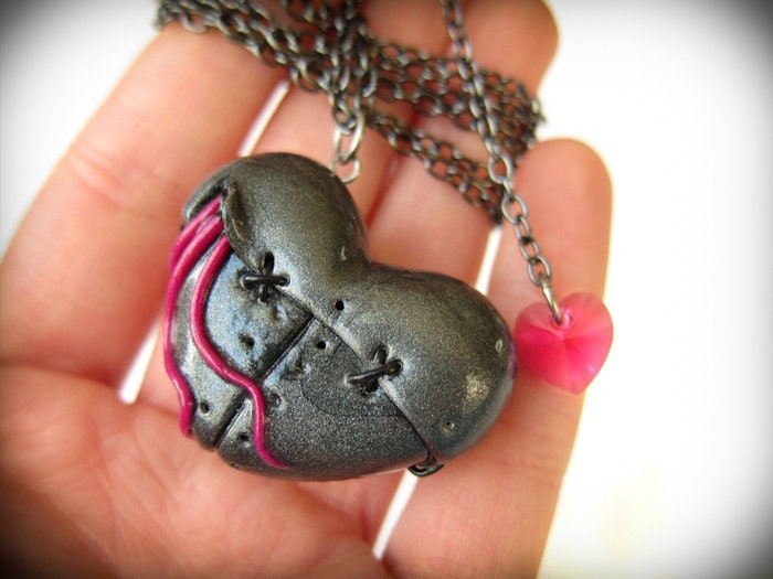 Steampunk Industrial Heart Pendant Necklace - Little Monster 014