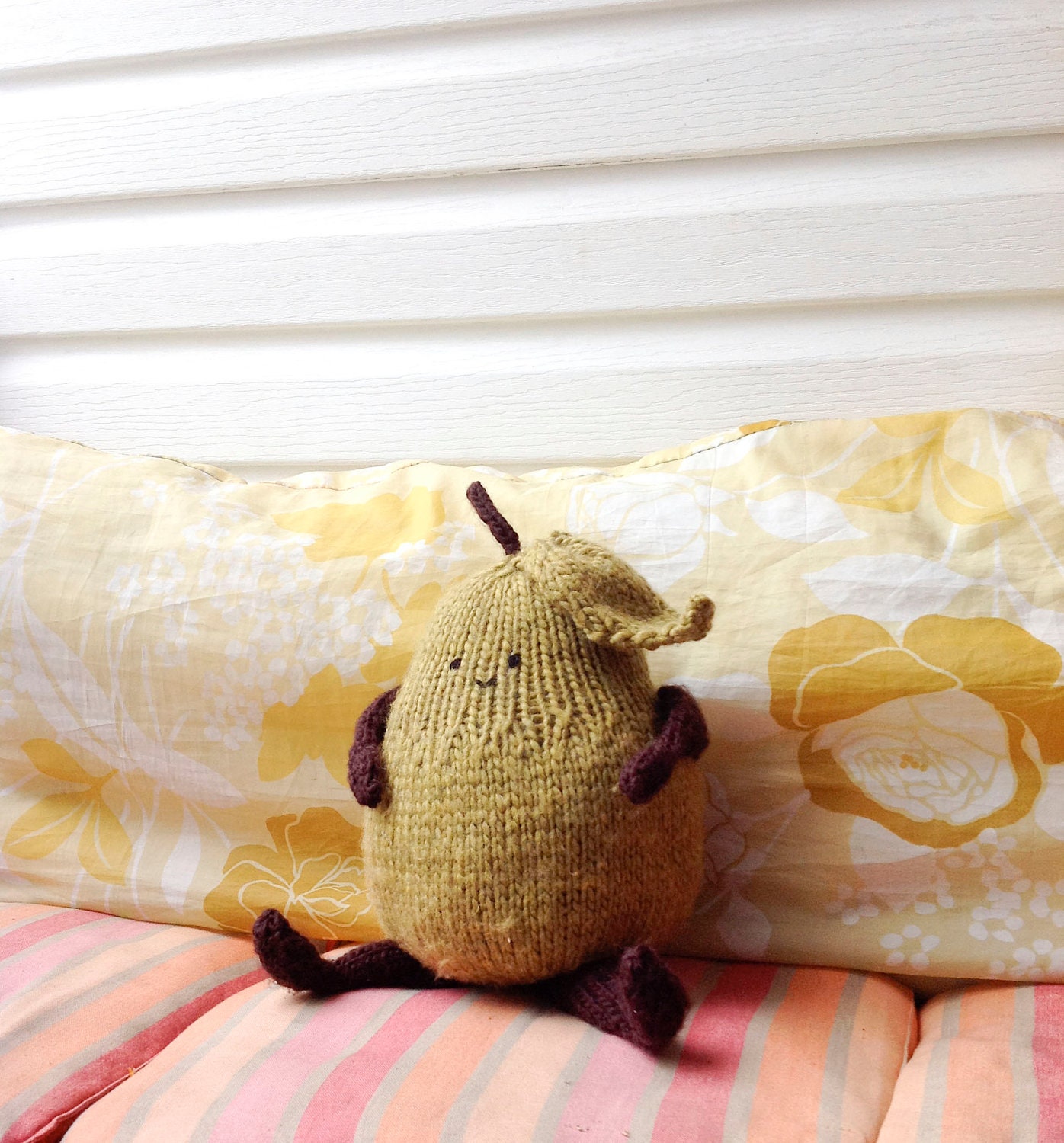 Cute and sweet hand knitted pear giant amigurumi
