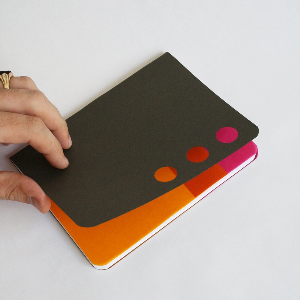 Recycled Sketchbook - Large Sized Sketchpad, Eco Friendly, mini journals with modern accents in pink and and oranges