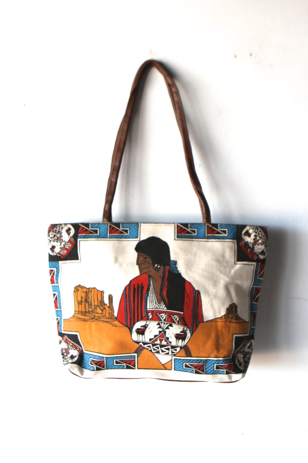 IKAT southwest PURSE woven style handbag faux LEATHER strap tote