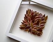 SALE 50% OFF, ceramic tile, autumn leaves, sculptural wall art, home decor, wall decor, wall hanging, brown, orange, ochre