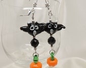 Bat and Pumpkin Halloween Earrings