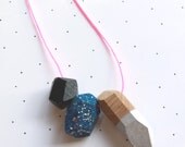 Galaxy Faceted Wooden Beaded Necklace
