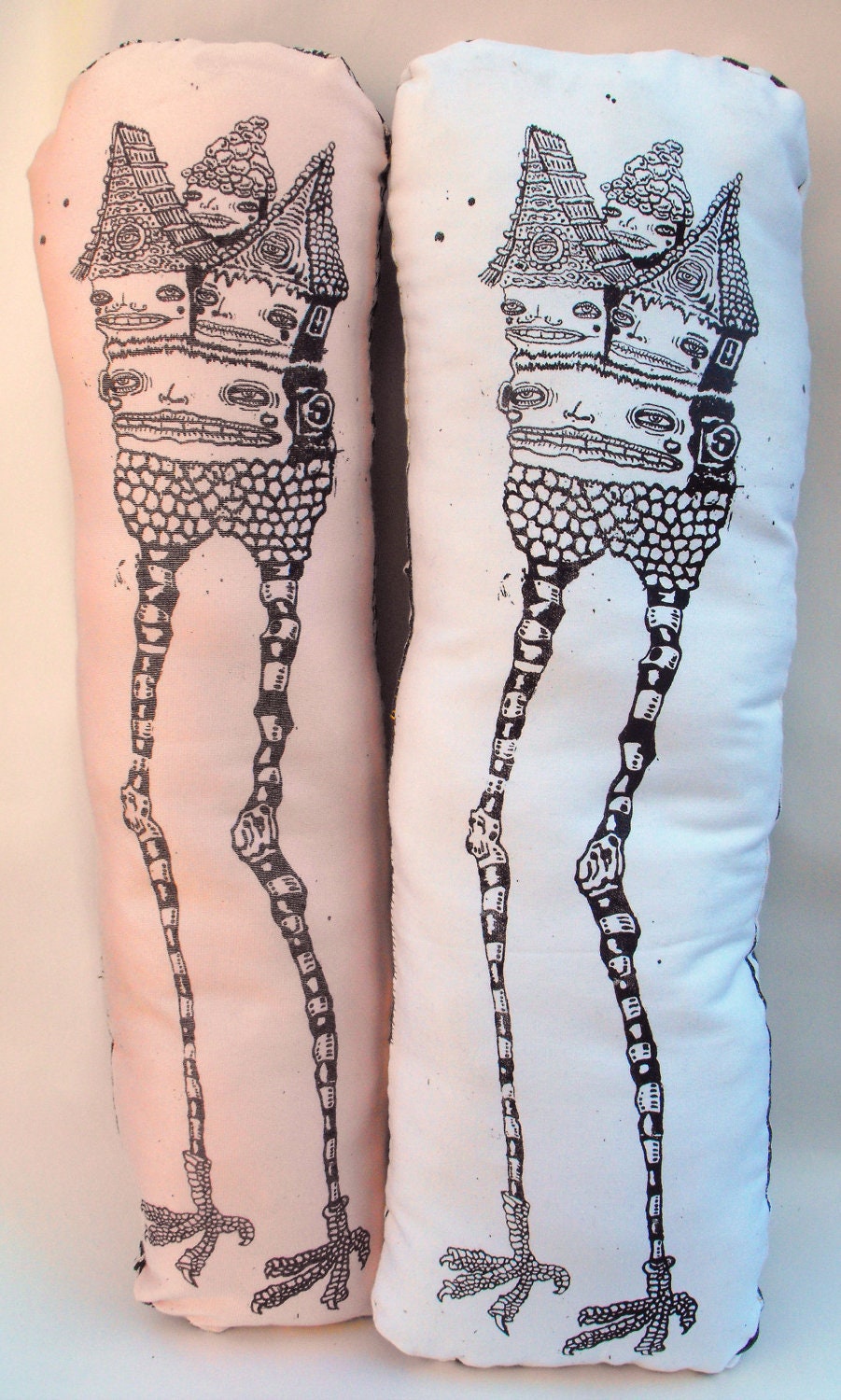 Baba Yaga Witch Plush Monster Doll - Screen Print Decorative Pillow - Dark Fairytale Silkscreen Children's Toy