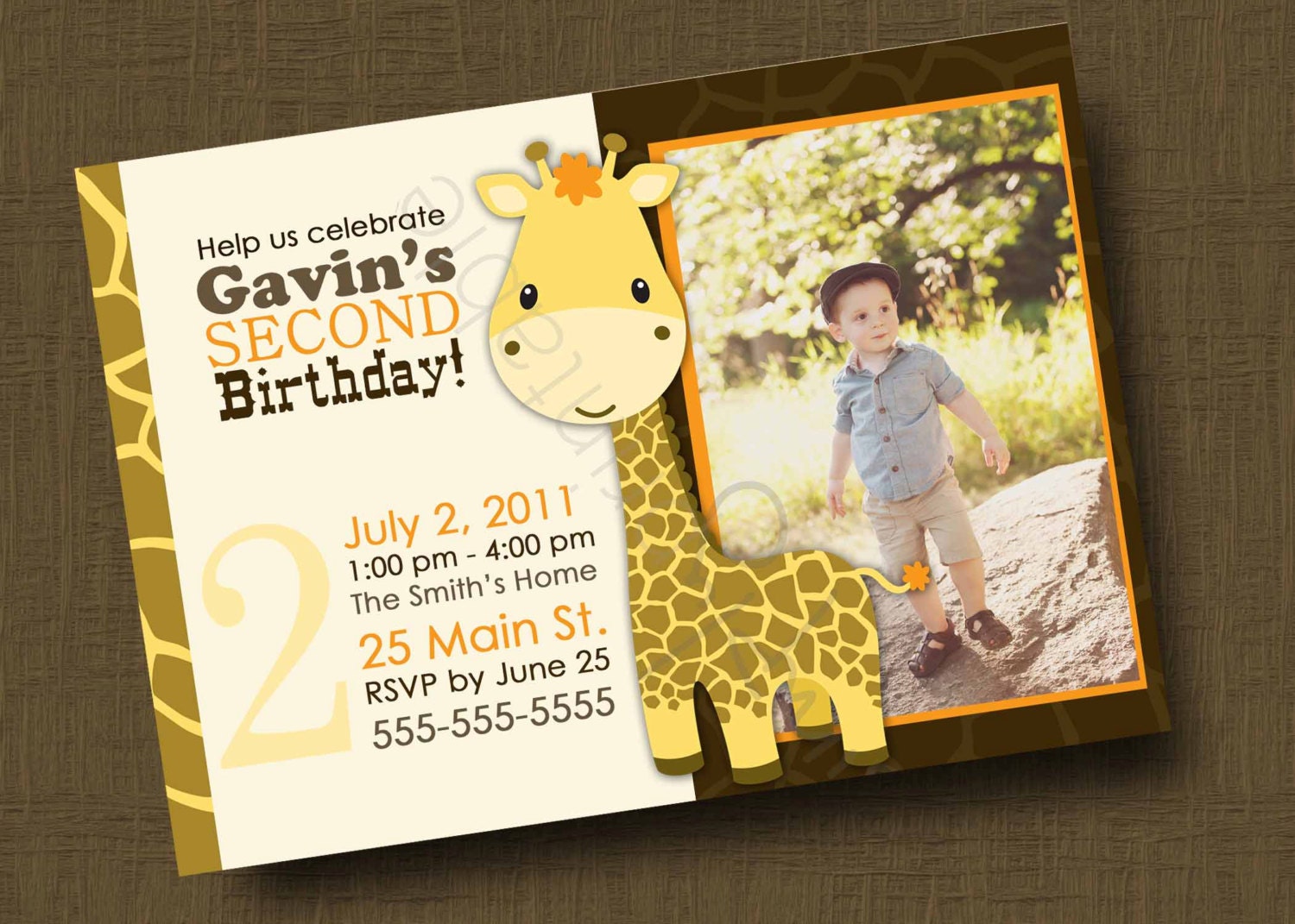 Giraffe Birthday Invitation for Boys or Girls (Printable Digital file) Il_170x135