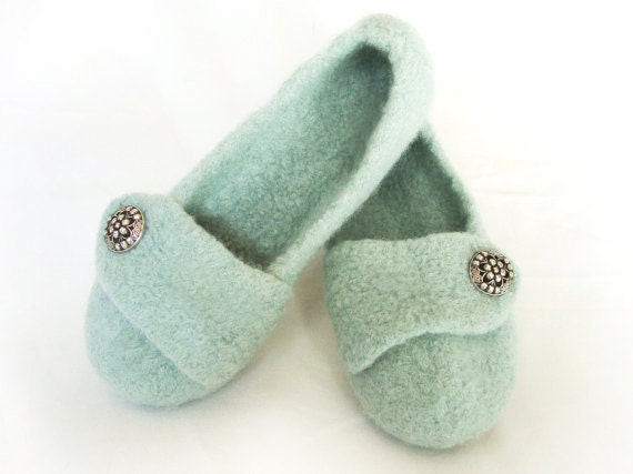 Seafoam Womens Felted Wool Slippers