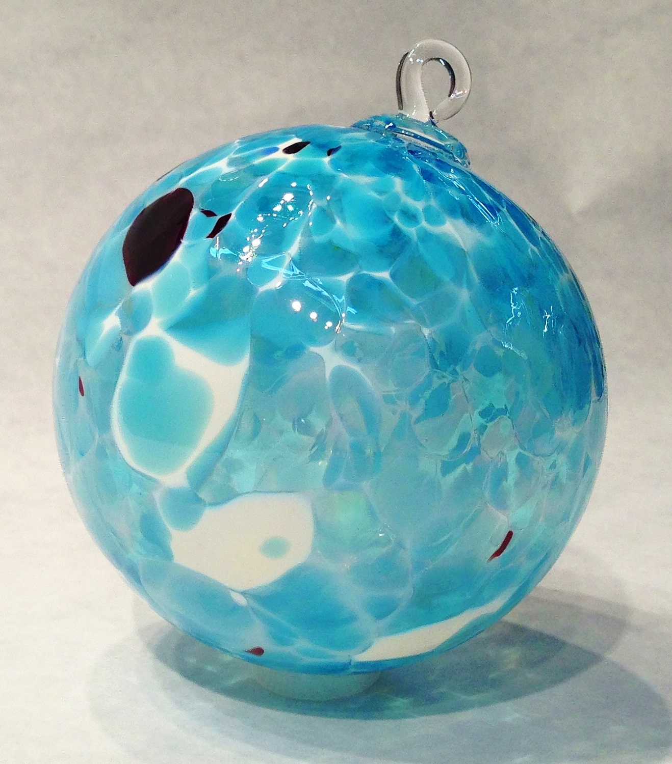 Ornament Suncatcher Hand Blown Art Glass in Snowy Baby Blue - 1 ea by Totally Blown Glass