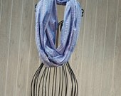 Lavendar, Blue and White Striped Seersucker Linen INFINITY SCARF-Eternity Scarf-Circle Loop Scarf-Scarf Cowl by The Accessories Nook