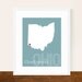 Custom Ohio, Personalized State Print, State Love, State Map, Country, Heart, Silhouette, 8 x 10 Wall Art Print