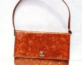 Shoulder Bag Purse, Ladies Handbag, Coppery, Vinyl Purse, Orange / Tangerine / Rust