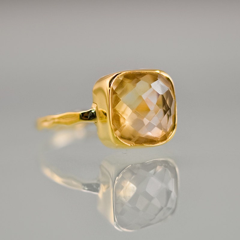 Citrine Ring -  Gemstone Ring - Bezel Ring - November Birthstone Ring - Mother's Day Gift