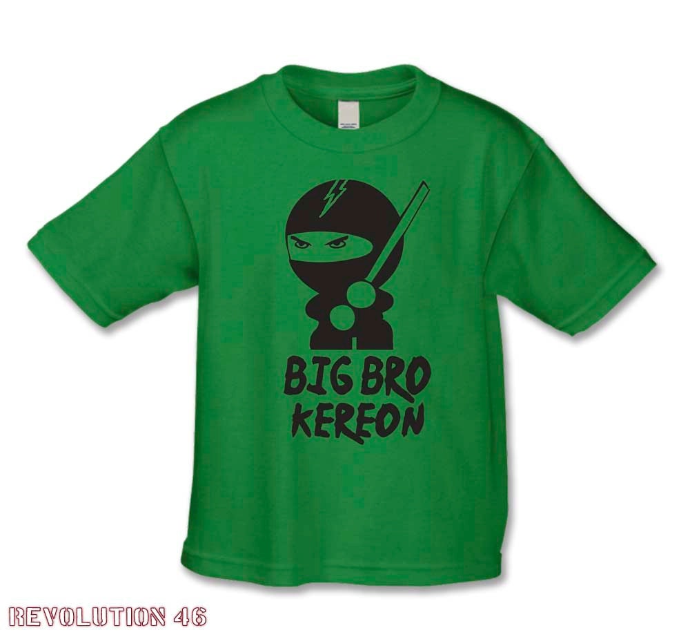 Personalized  Big Brother Shirt - Ninja  Big Brother T-Shirt  ( Ninja Big Bro 1260 BLACK Ink ) Baby Announcement