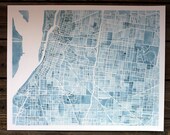 Large 16x20 Print Memphis Watercolor City Map Giclee print Memphis Tennessee Indigo Blueprint