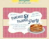 Boy's Pancakes and Pajamas Birthday Party Invites - Printable