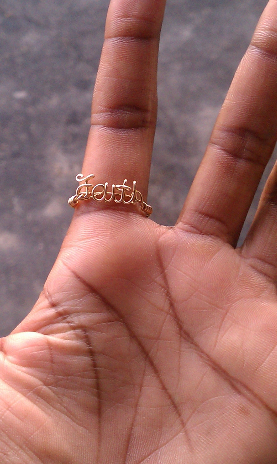 Adjustable or Sized Word / Name Ring in Brass or Sterling Silver