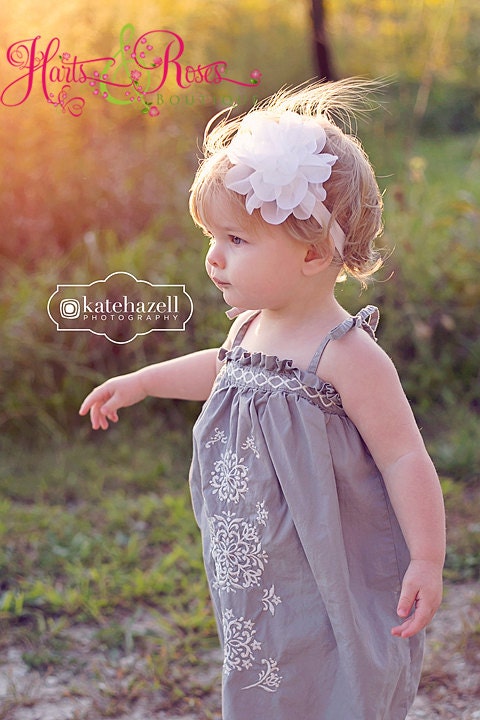White Headband-White Shabby baby Headband-Newborn headband.Christening Headband.Baby Girl headbands-Toddler headband-Baby Headbands