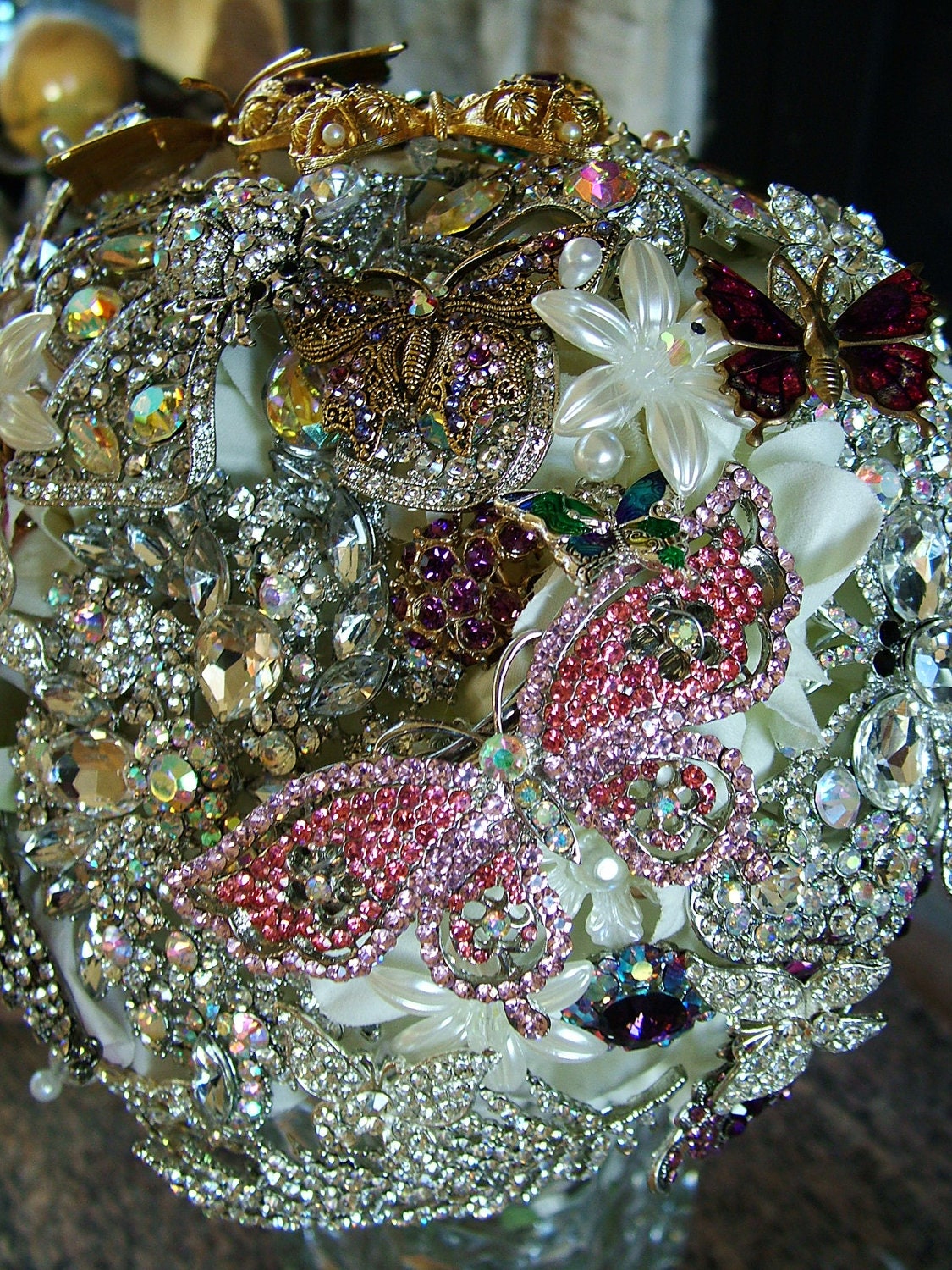 Wedding brooch bouquet butterfly bouquet rhinestone butterflies handmade brooch bouquet weddings
