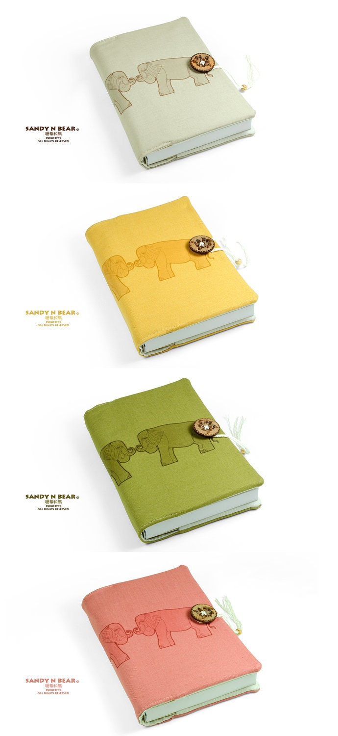 Design Journal - Elephant (  Lined paper / Blank paper / hand-stiched / cotton / 4 colors  )