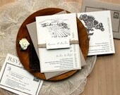 Farm Chic - Burlap Wedding Invitations, Rustic, Ivory, Gold, Taupe  - Purchase for a Sample