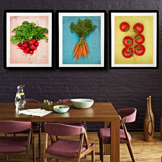 Food Photography, Kitchen Art - Garden Party - fine art photography set of three food pictures in blue,pink,yellow
